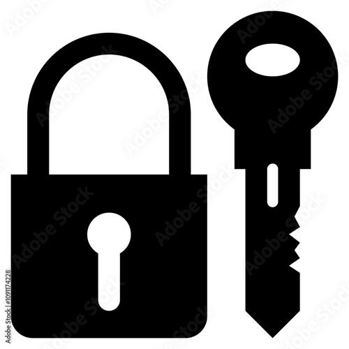 key lock safety security protection icon solid glyph