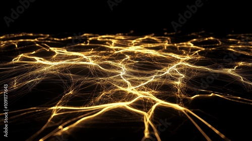 Cyber Surveillance Network: 3D Render of Intricate Spyware Network Map with Glowing Nodes and Lines on Dark Background