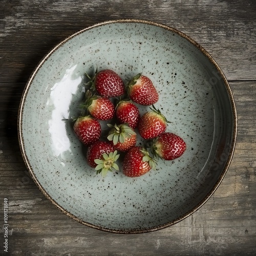 Strawberries on ceramic plate