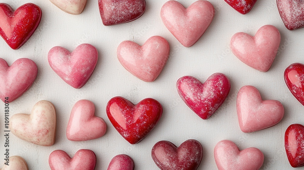 Obraz premium Assorted candy hearts on textured background