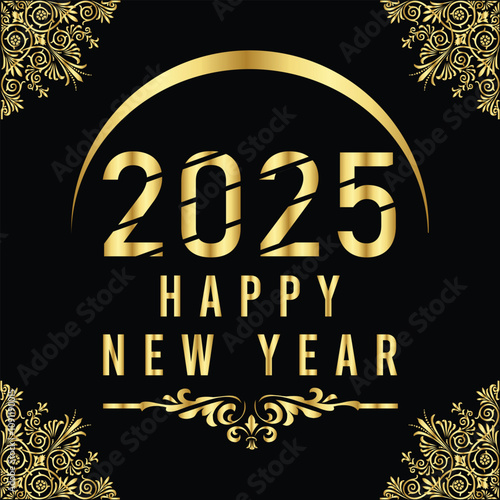 2025 colorful Happy New Year card. Vector