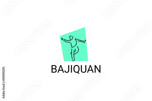 baji quan or "rake fist"  sport vector line icon. sportman, fighting stance. sport pictogram illustration.