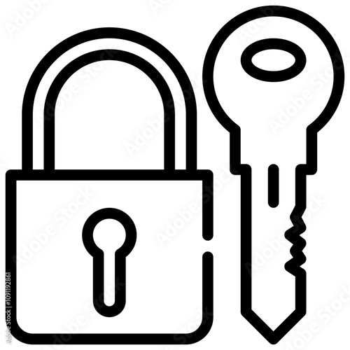 key lock safety security protection icon simple line