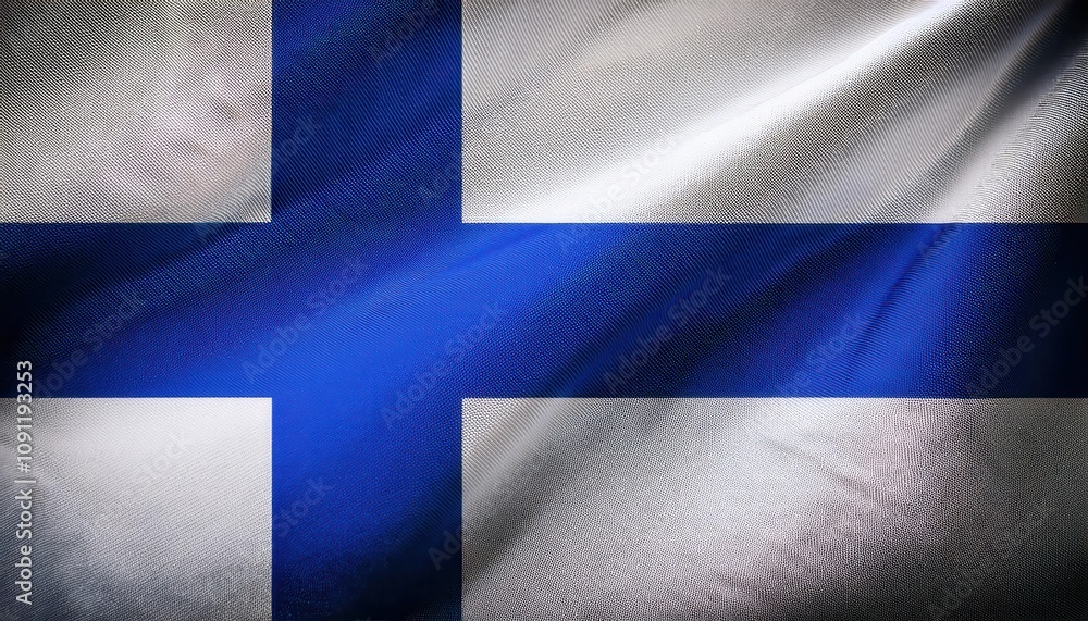 Obraz premium Finland National Flag in High-Resolution Textures. Symbol of Nordic Heritage and Unity. Ideal for Design, Educational, and Historical Contexts with Rich Fabric Details