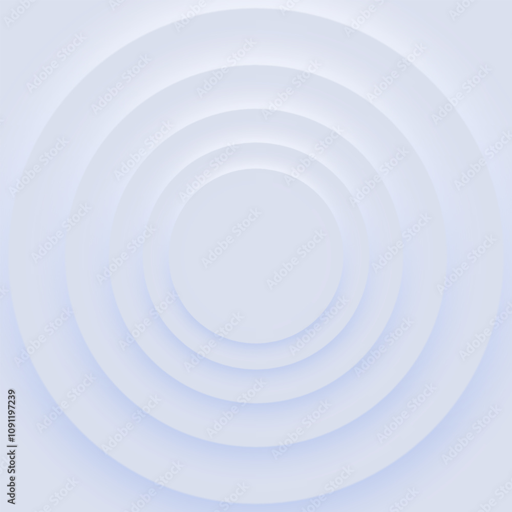 Fototapeta premium Abstract concentric neomorphism design. Soft circular gradient layers creating depth, minimalist style, ideal for backgrounds or modern visual effects.