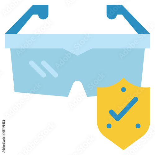 eye glasses protection safety icon flat style