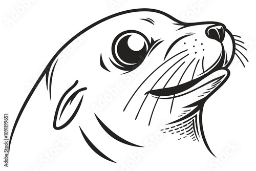 seal face icon silhouette white background 