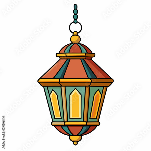 Lantern Hanging Illustration on White Background