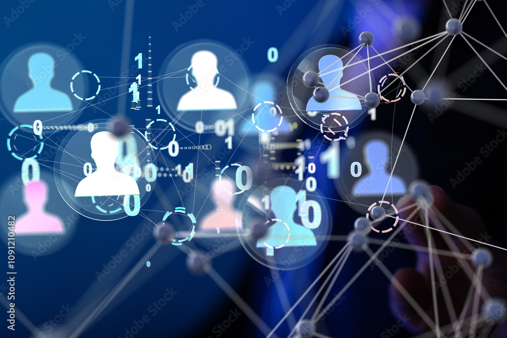 Neural network concept. Connected cells with links. Neural network concept. Connected cells with links.