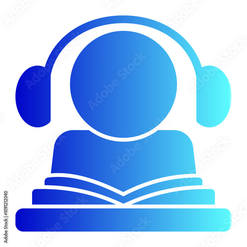 headphone book design vector, audiobook logo design, education audio music book