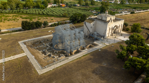 Wallpaper Mural Aerial view of the Basilica of Santa Maria Maggiore di Siponto (Holy Virgin of Siponto). It is a church located near Manfredonia, in the province of Foggia, Puglia, Italy. Torontodigital.ca