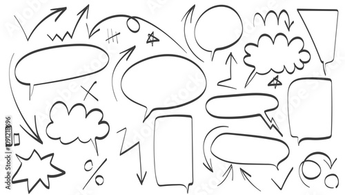 Arrows set. Business Plan Infographics Arrows Showing Growth, Ups and Downs. Indicators of the way, the movement. Graphics Illustration Signs. Flat Hand Drawn Comic Doodle Cursors. Black Icon Bolts. 