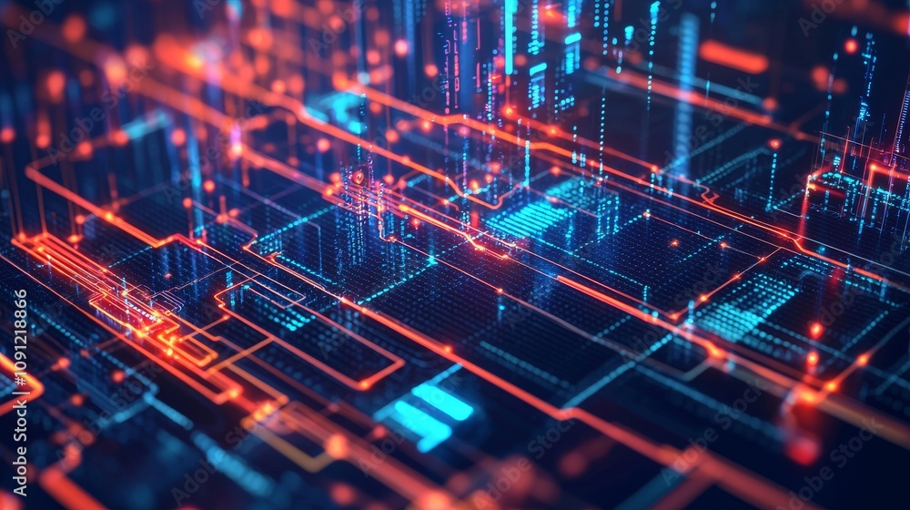 Fototapeta premium Dynamic digital data visualization technology environment graphic design abstract concept futuristic perspective