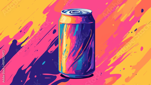 Vibrant soda can illustration