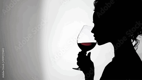Silhouette woman drinking wine