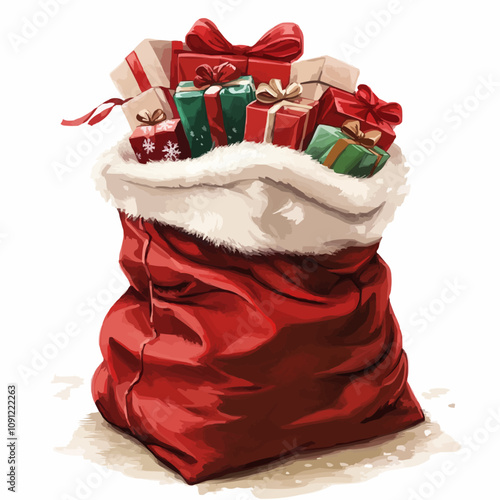 Santa sack of gift boxes or Christmas presents