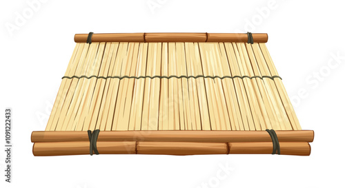 Cartoon sushi mat, Japanese utensil for making rolls and rolling sushi. Isolated vector mat made of bamboo sticks, providing a sturdy base for creating Asian and Japan meals culinary and kitchen item