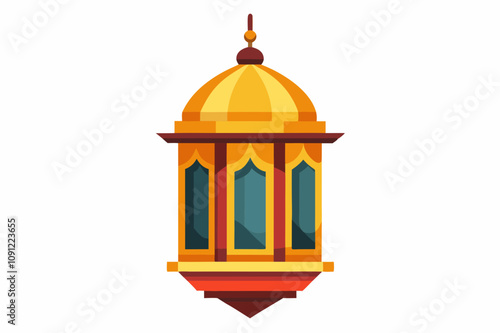 Ornate Islamic Lantern on White Background