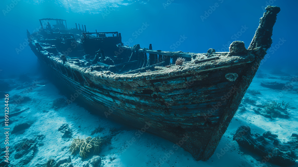 Fototapeta premium large shipwreck underwater