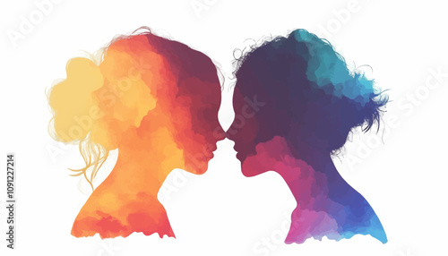 Man and woman couple lovers silhouette isolated. vector illustration