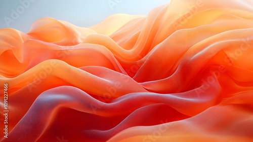 Abstract Background with Wavy Red and Orange Fabric