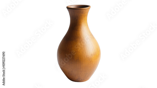 Ceramic vase, handcrafted, distinctive shape, earthy tones, perfect for decoration.