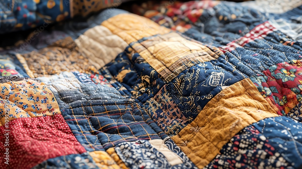 Rustic quilt with patchwork patterns Rustic quilt with patchwork patterns