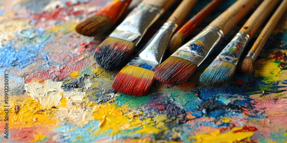 Fototapeta premium art studio modern colorful bright colors art objects 