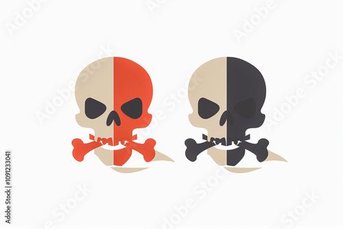 Crossbones and skull death flat icon for apps and games