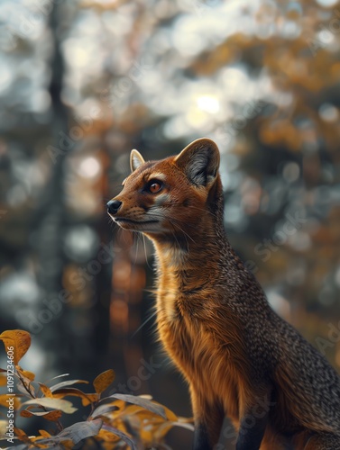 Detailed Close Up of a Mongoose, Herpestes, in the Wild