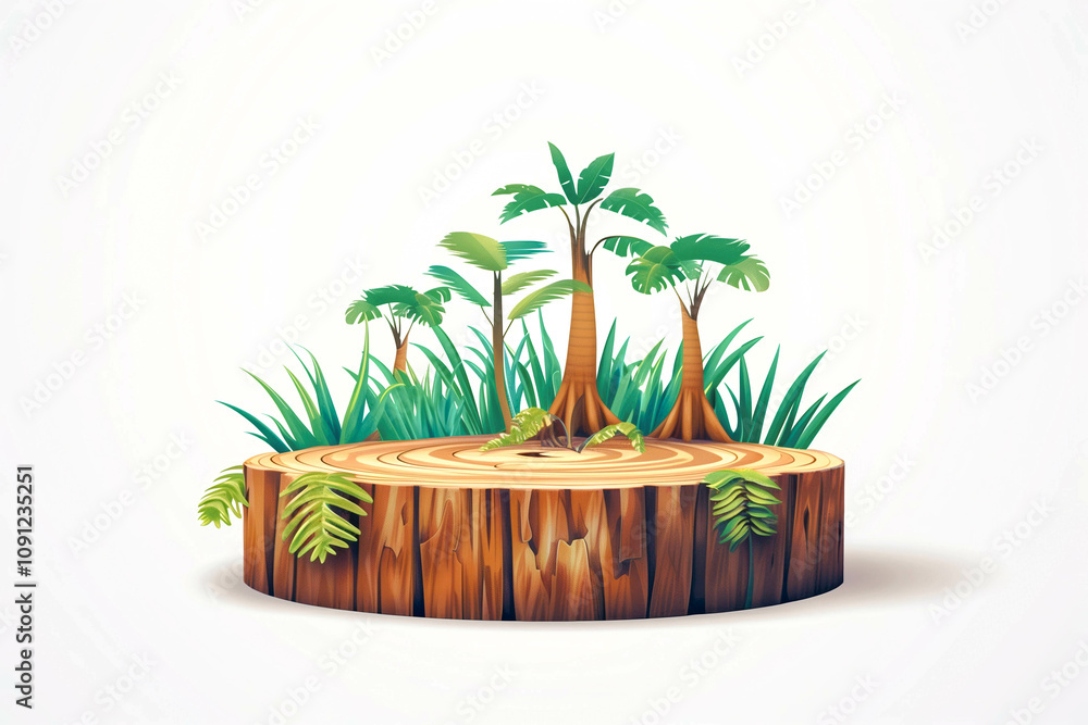 Obraz premium Deforestation concept with cut off tropical forest illustration