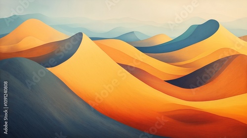 Abstract Rolling Hills Landscape in Warm Tones