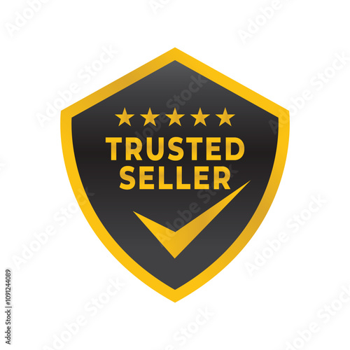 trusted seller logo design gold concept idea with shield badge