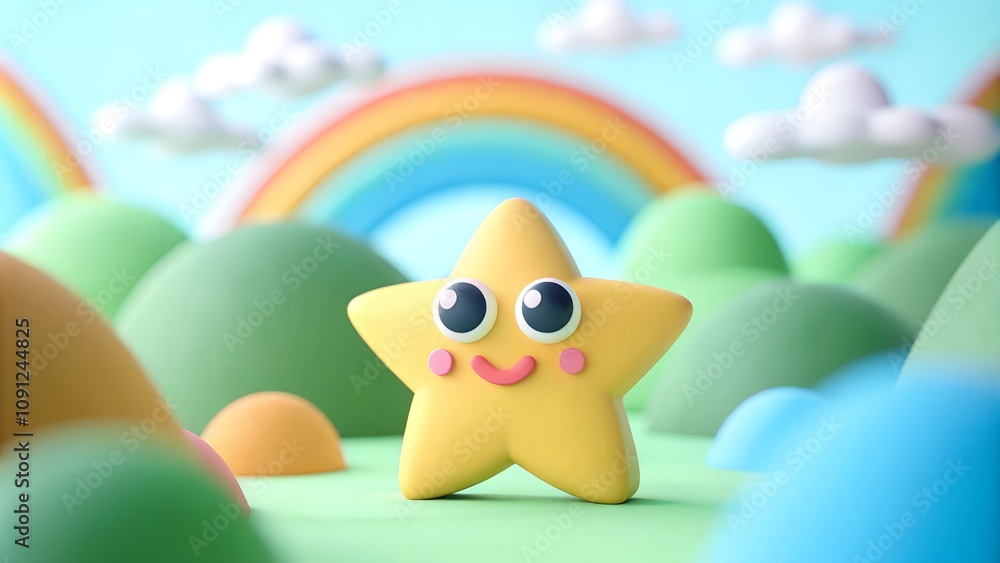Fototapeta premium Playful Star in a Rainbow Landscape
