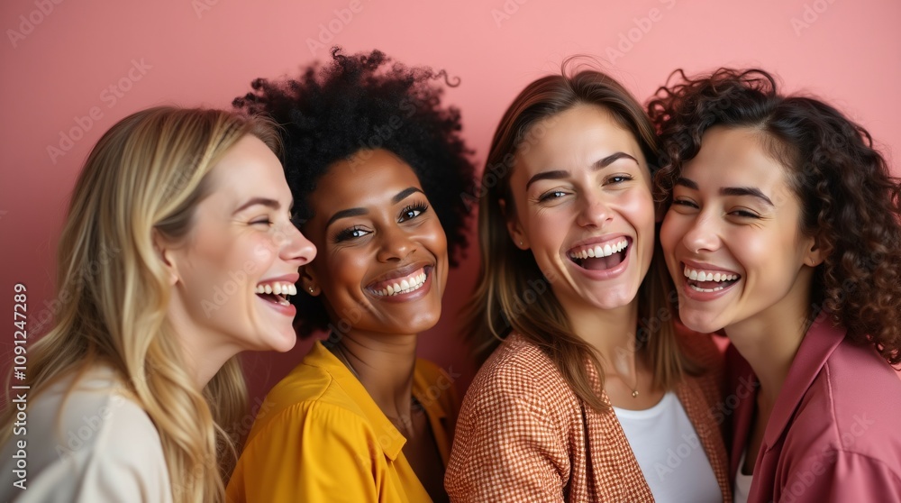 Obraz premium Cheerful Multi-Ethnic Women Celebrating International Women's Day.
