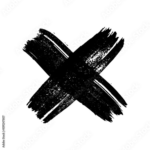 Black brush cross symbol