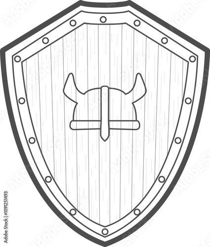 Viking shield with Viking helmet outline dark gray color icon.