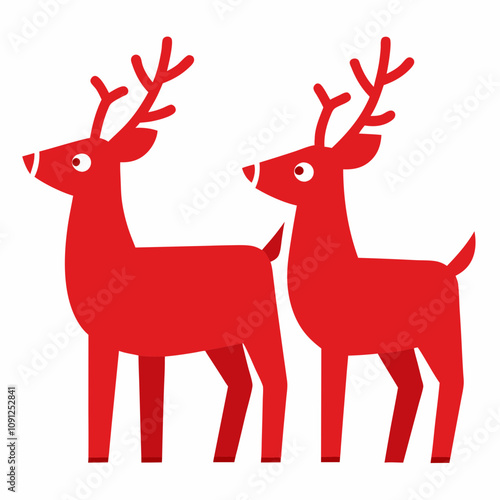 Reindeer figures Christmas set vector on white background