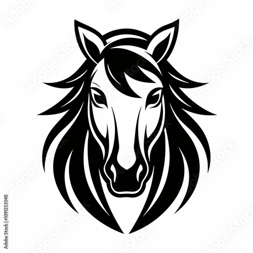 Horse face logo Vector silhouette black. Minimalist horse vector on white background