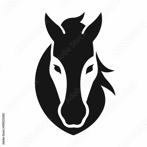 Horse face logo Vector silhouette black. Minimalist horse vector on white background