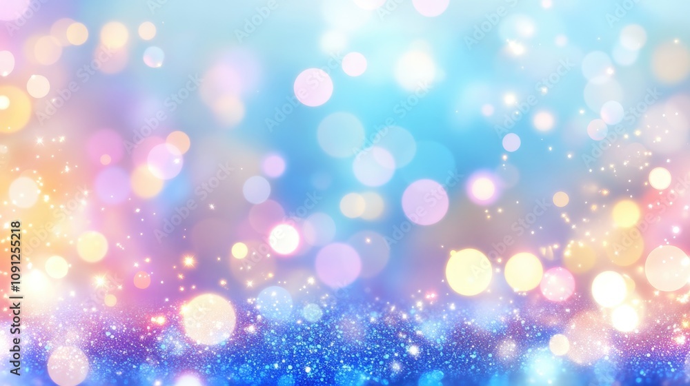 Abstract shimmering background with blue sequins and vibrant bokeh lights, creating a festive and dreamy fabric design perfect for fashion themes. Abstract shimmering background with blue sequins and vibrant bokeh lights, creating a festive and dreamy fabric design perfect for fashion themes.