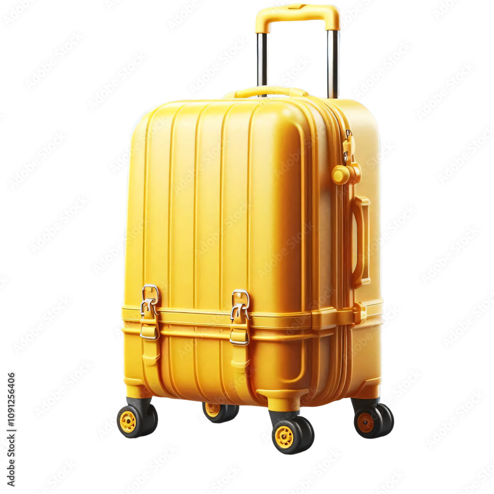 Yellow Wheeled Luggage isolated on transparent background Yellow Wheeled Luggage isolated on transparent background