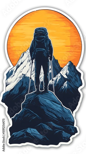 a hiking company design isolated sticker on a white background