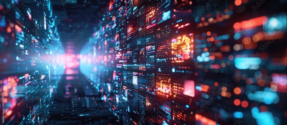 Fototapeta premium Digital Data Flow: Abstract Visualization of Information