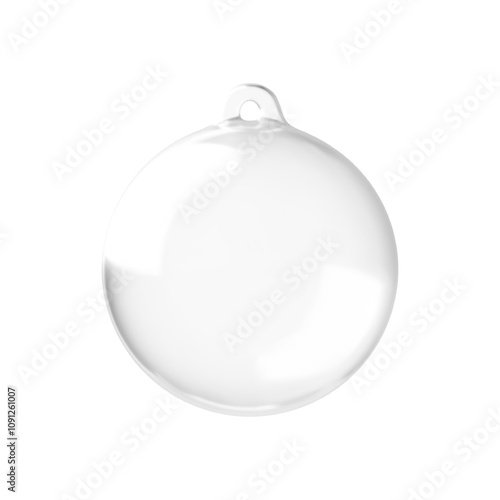 Christmas glass transparent ball. Christmas tree decoration made of glass. Xmas realistic 3d design element ornament isolated on white background. Vector illustration