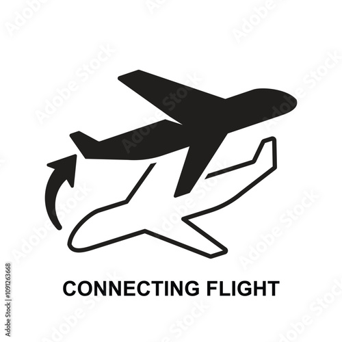 Connection flight icon. Airplane transitions isolated on background vector illustration.