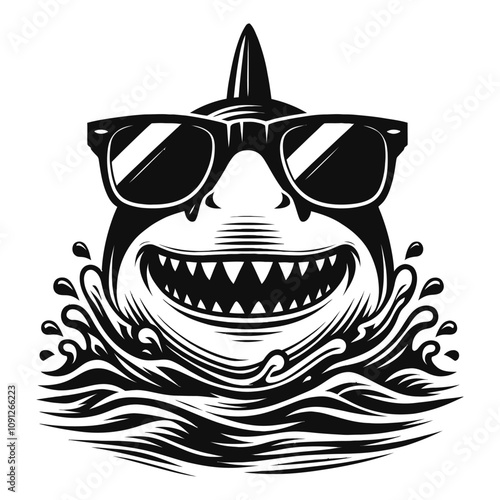 Funny shark wearing sunglasses