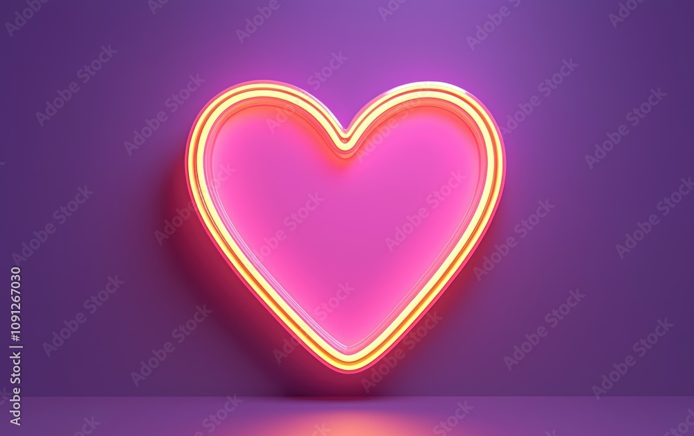 A vibrant neon heart design glowing against a purple background, perfect for expressing love and affection. A vibrant neon heart design glowing against a purple background, perfect for expressing love and affection.