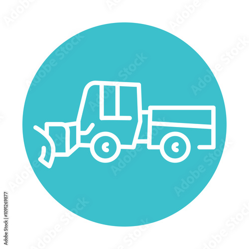 Sidewalk Snowplow black line illustration. Snow removal machine.