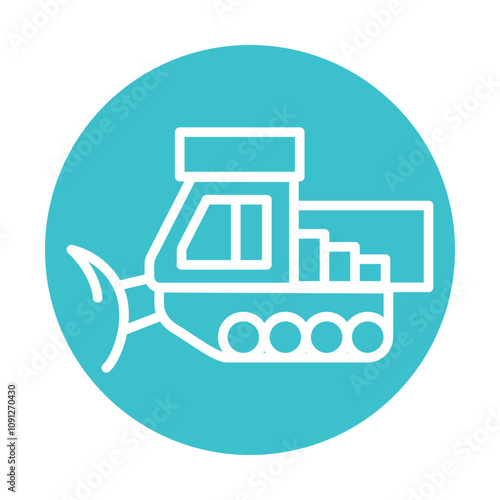 Tracked Snowplow black line illustration. Snow removal machine.